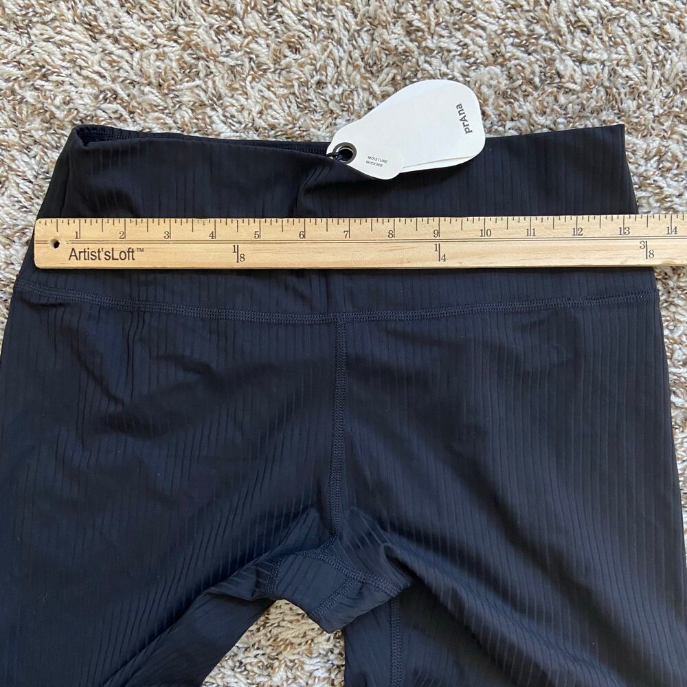 Prana Luxara Rib Flare Crop Legging Women's M Black High Rise Ribbed Texture - Picture 9 of 13